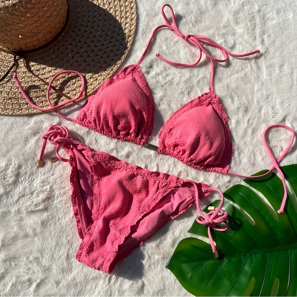 VIX Scales Ripple Bikini Triangle Top and Side Tie Full Bottoms M top / S bottom - Picture 6 of 10